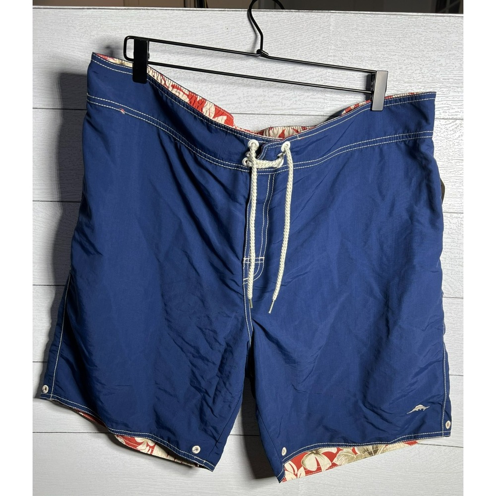 Tommy Bahama NEW Mens XXL Swim Trunks Board Shorts Reversible Bali Blooms Blue